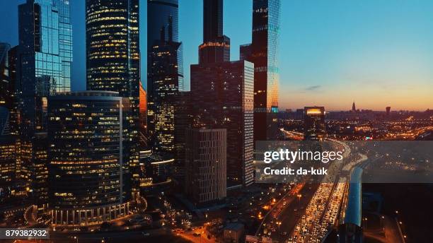 luftaufnahme des moscow international city business center - moskau city stock-fotos und bilder