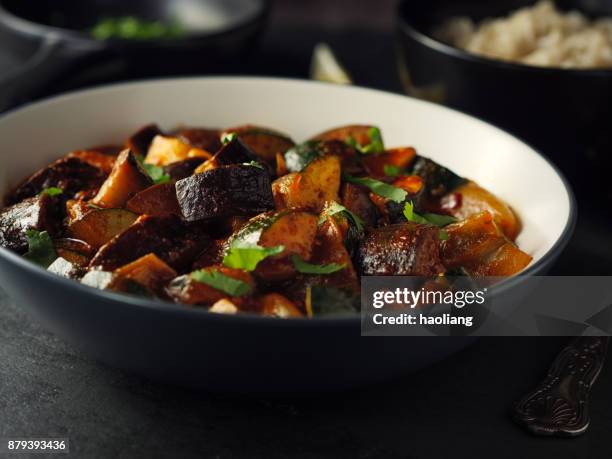 vegetable curry with brown rice - vegetable curry stock pictures, royalty-free photos & images