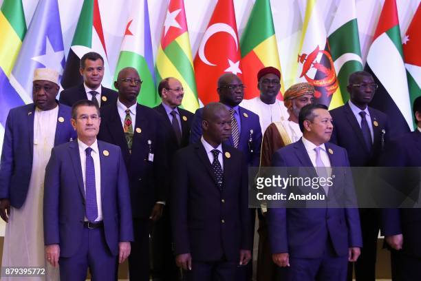 Defense Minister of Turkey Nurettin Canikli poses for a family photo during the Islamic Military Counter Terrorism Coalition Defense Ministers'...