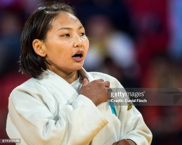 World and Olympic bronze medallist, Otgontsetseg Galbadrakh of Kazakhstan won the u48kg bronze medal during The Hague Judo Grand Prix at the...