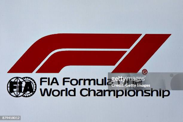 The new Formula One World Championship logo is unveiled during the Abu Dhabi Formula One Grand Prix at Yas Marina Circuit on November 26, 2017 in Abu...