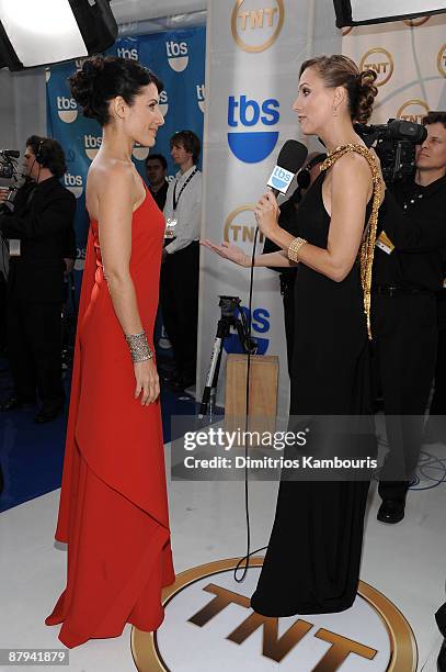 Actress Lisa Edelstein and TV Personality Danielle Demski arrive to the TNT/TBS broadcast of the 15th Annual Screen Actors Guild Awards at the Shrine...