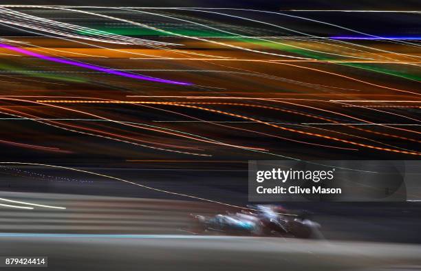 Lewis Hamilton of Great Britain driving the Mercedes AMG Petronas F1 Team Mercedes F1 WO8 on track during the Abu Dhabi Formula One Grand Prix at Yas...