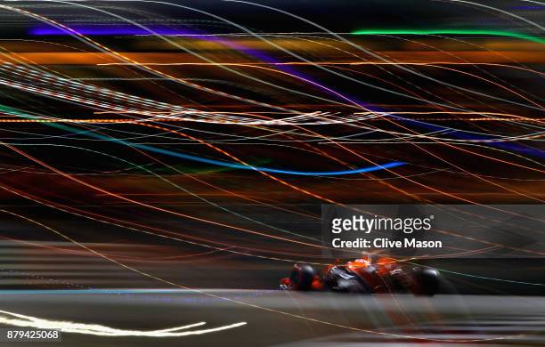 Stoffel Vandoorne of Belgium driving the McLaren Honda Formula 1 Team McLaren MCL32 on track during the Abu Dhabi Formula One Grand Prix at Yas...