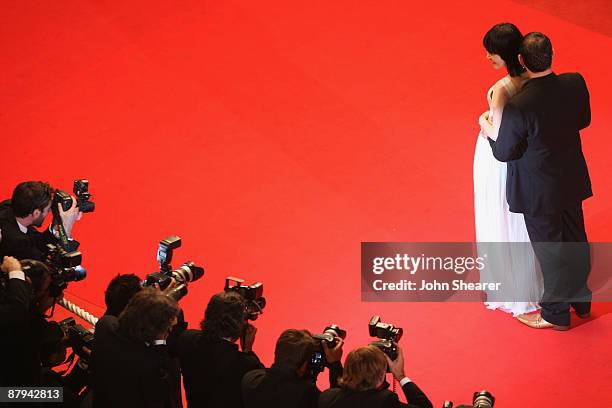 Rinko Kikuchi and Sergi Lopez attend the "Map of the Sound of Tokyo" Premiere at the Palais De Festivals during the 62nd Annual Cannes Film Festival...