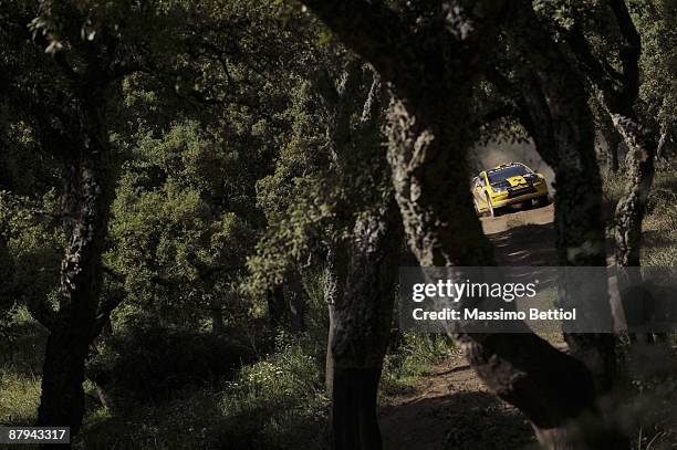 Evgeny Novikov of Russia and Dale Moscatt of Australia in action in the Citroen C4 Junior Team during Leg 2 of the WRC Rally Italy Sardinia on May 23...