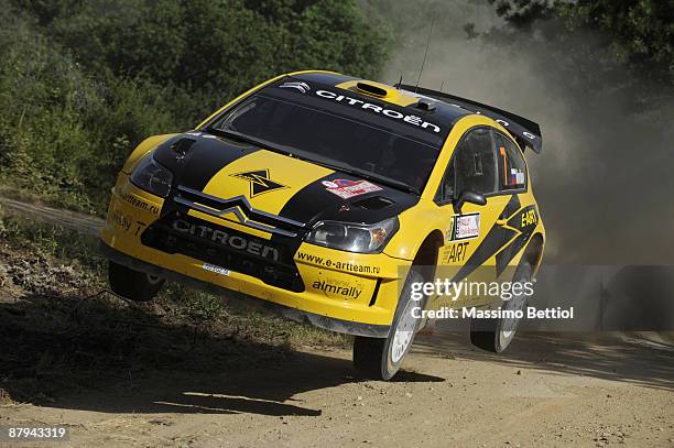 Evgeny Novikov of Russia and Dale Moscatt of Australia in action in the Citroen C4 Junior Team during Leg 2 of the WRC Rally Italy Sardinia on May 23...