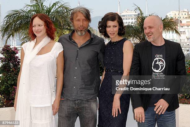 Actress Elena Morozova, actor Mads Mikkelsen, actress Anna Mouglalis and director Jan Kounen attend the 'Coco Chanel & Igor Stravinsky' Photo Call at...