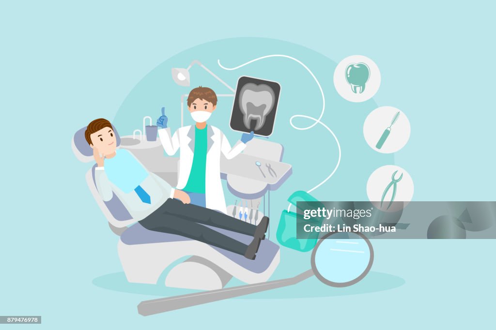 Dentista De Dibujos Animados Con El Paciente Ilustración de stock - Getty  Images
