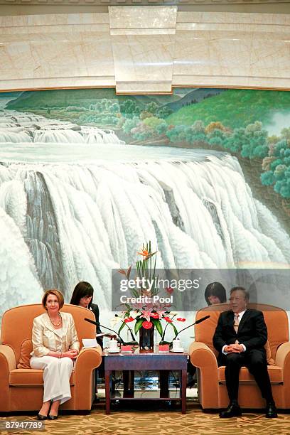 Speaker of the House Nancy Pelosi meets with Liu Yungeng, chairman of Shanghai's Municipal People's Congress on May 24, 2009 in Shanghai, China....