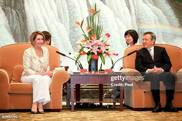 Speaker of the House Nancy Pelosi meets with Liu Yungeng, chairman of Shanghai's Municipal People's Congress on May 24, 2009 in Shanghai, China....