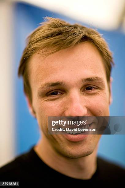 Markus Zusak, author of 'The Book Thief', poses for a portrait at the Hay festival on May 24, 2009 in Hay-on-Wye, Wales.