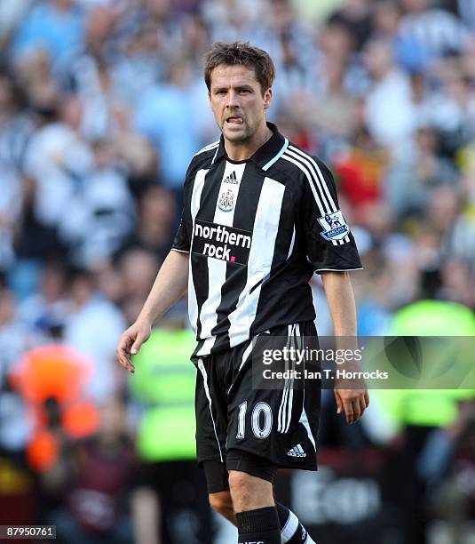 Michael Owen looks on after the final whistle during the Barclays Premier League game between Aston Villa and Newcastle United at Villa Park, on May...