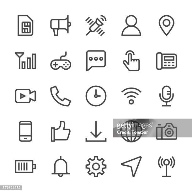 ilustrações de stock, clip art, desenhos animados e ícones de mobile telecom icons - mediumx line - medium group of objects