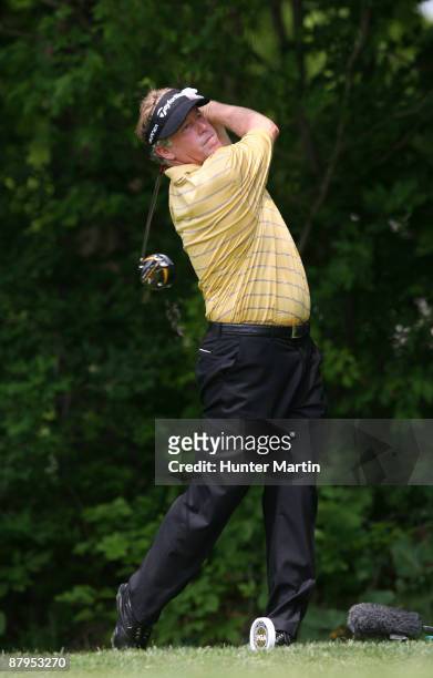 Michael Allen hits his tee shot on the 15th hole during the final round of the 70th Senior PGA Championship at Canterbury Golf Club on May 24, 2009...