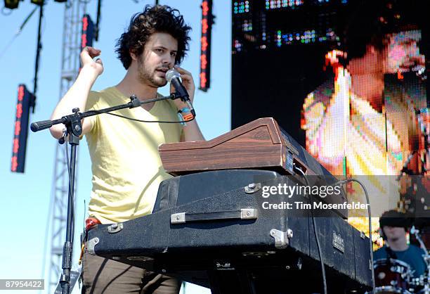 Michael Angelakos of Passion Pit performs as part of the Sasquatch! Music Festival at the Gorge Amphitheatre on May 23, 2009 in Quincy, Washington.