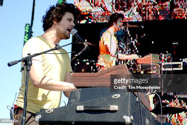 Michael Angelakos of Passion Pit performs as part of the Sasquatch! Music Festival at the Gorge Amphitheatre on May 23, 2009 in Quincy, Washington.