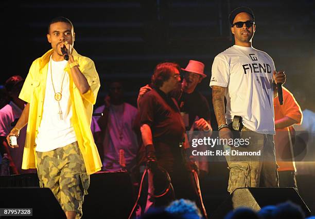 Rapper Lil Duval and Kenny Burns performs at T.I.'s Final Countdown Concert at Philips Arena on May 24, 2009 in Atlanta, Georgia.