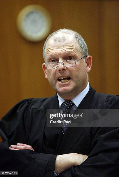 Crown counsel Cameron Mander cross examines Stephen Cordner during the continuation of David Bain's retrial at Christchurch High Court on May 25,...