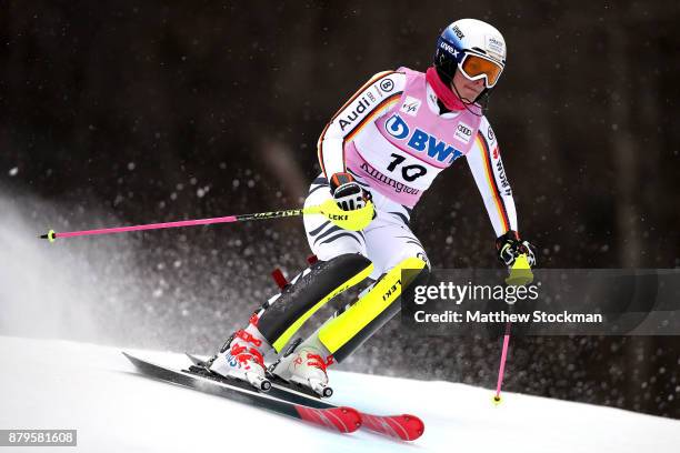 Christina Geiger of Germany competes in the first run during the Slalom competition during the Audi FIS Ski World Cup - Killington Cup on November...