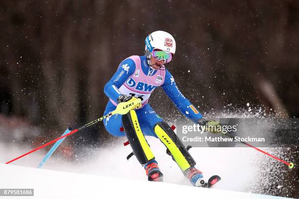 Chiara Costazza of Italy competes in the first run during the Slalom competition during the Audi FIS Ski World Cup - Killington Cup on November 26,...