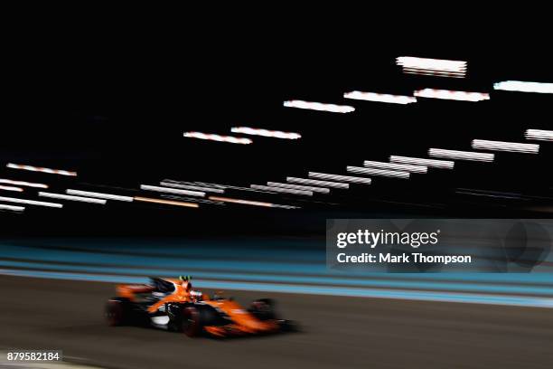 Stoffel Vandoorne of Belgium driving the McLaren Honda Formula 1 Team McLaren MCL32 on track during the Abu Dhabi Formula One Grand Prix at Yas...