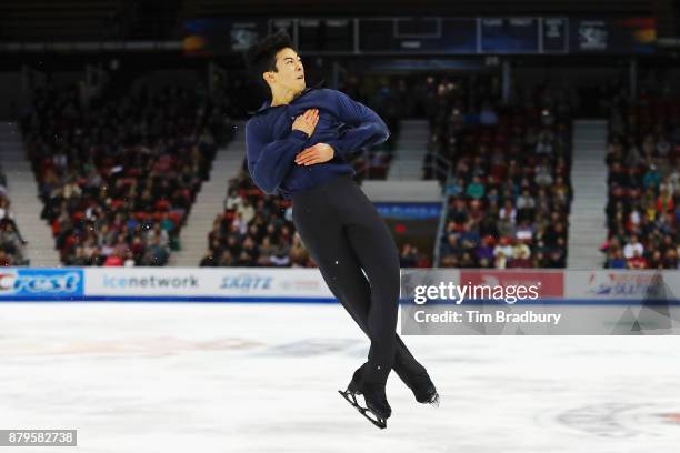 Nathan Chen of the United States competes in the Men's Free Skating during day two of 2017 Bridgestone Skate America at Herb Brooks Arena on November...