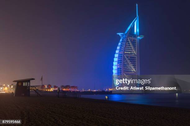 burj al arab - burj al arab night stockfoto's en -beelden