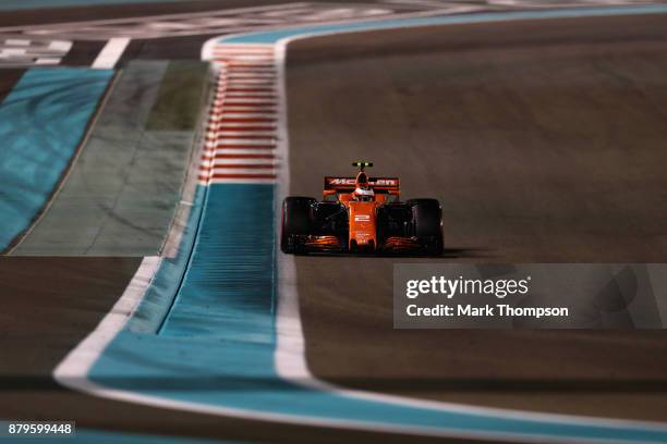 Stoffel Vandoorne of Belgium driving the McLaren Honda Formula 1 Team McLaren MCL32 on track during the Abu Dhabi Formula One Grand Prix at Yas...