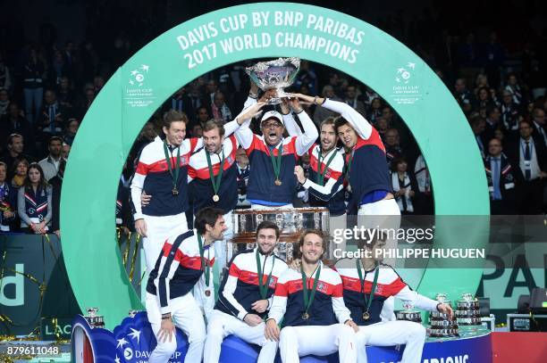 France's Nicolas Mahut, Julien Benneteau, Yannick Noah, Richard Gasquet, Jo-Wilfried Tsonga, Jeremy Chardy, Gilles Simon, Lucas Pouille and...
