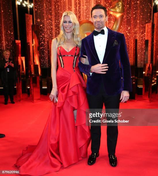 Claudia Schiffer and Hugh Jackman during the Bambi Awards 2017 at Stage Theater on November 16, 2017 in Berlin, Germany.