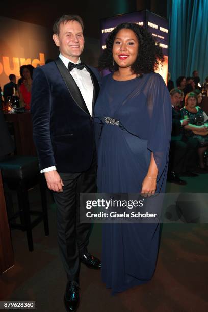 Devid Striesow and his girlfriend Ines Ganzberger during the Bambi Awards 2017 after party at Atrium Tower, Stage Theater on November 16, 2017 in...