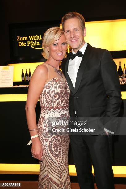 Kamilla Senjo, Jan Hahn during the Bambi Awards 2017 after party at Atrium Tower, Stage Theater on November 16, 2017 in Berlin, Germany.