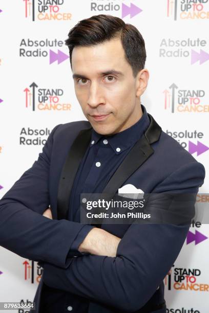 Russell Kane backstage at Absolute Radio Live in aid of Stand Up To Cancer at London Palladium on November 26, 2017 in London, England.