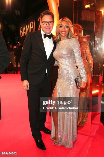 Robert Poelzer, Editor in chief of Bunte and his wife Vivien Poelzer during the Bambi Awards 2017 at Stage Theater on November 16, 2017 in Berlin,...