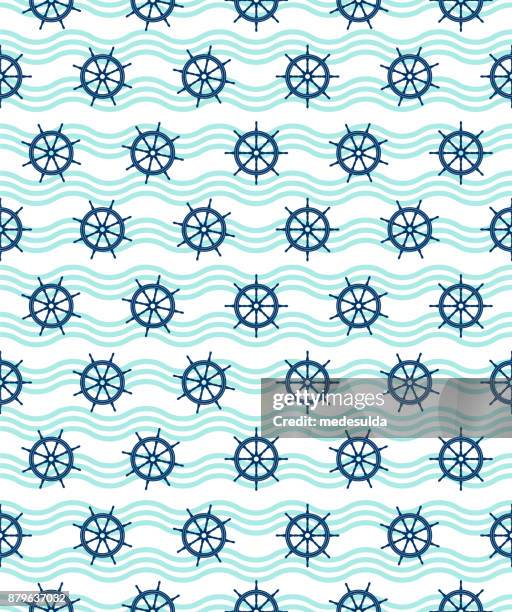 ship helm pattern - ship captain stock illustrations