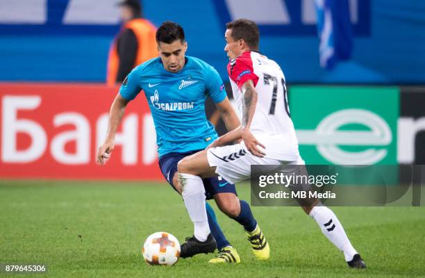 Europa League Group L Round 5 football match at Saint Petersburg Stadium. Zenit St Petersburg 2 -1 FK Vardar. FC Zenit St Petersburg's Christian...