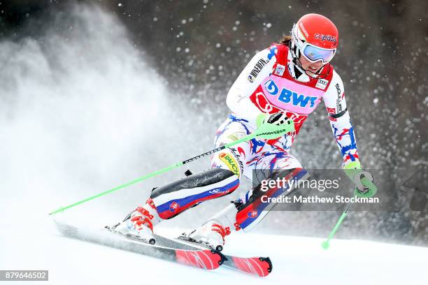 Petra Vlhova of Slovakia competes in the first run during the Slalom competition during the Audi FIS Ski World Cup - Killington Cup on November 26,...