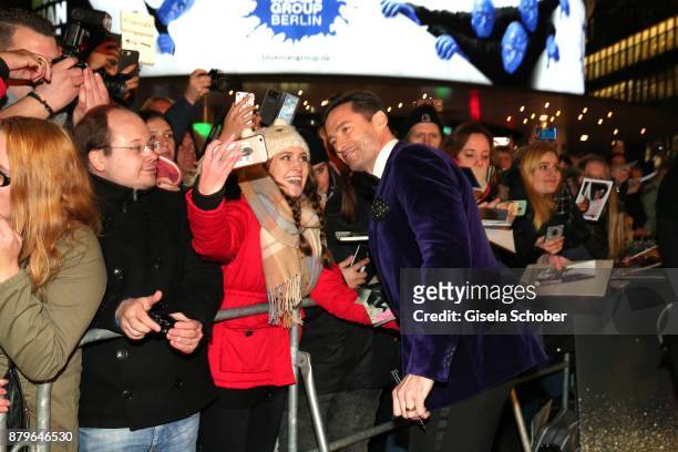 Hugh Jackman and fans during the Bambi Awards 2017 at Stage Theater on November 16, 2017 in Berlin, Germany.