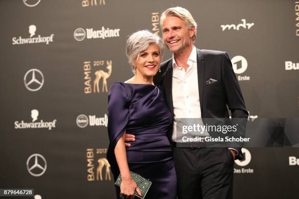 Birgit Schrowange and her boyfriend Frank Spothelfer during the Bambi Awards 2017 at Stage Theater on November 16, 2017 in Berlin, Germany.