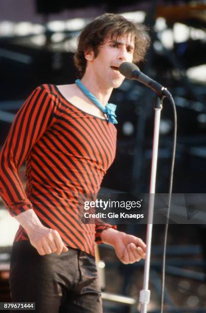 Opening for The Rolling Stones, Peter Wolf, The J Geils Band, performing on stage, Feyenoord Stadion , Rotterdam, Netherlands, 5th June 1982.