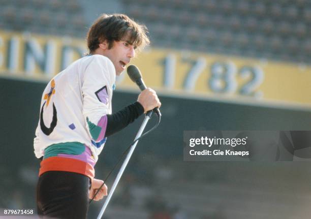 Opening for The Rolling Stones, Peter Wolf, The J Geils Band, performing on stage, Feyenoord Stadion , Rotterdam, Netherlands, 5th June 1982.