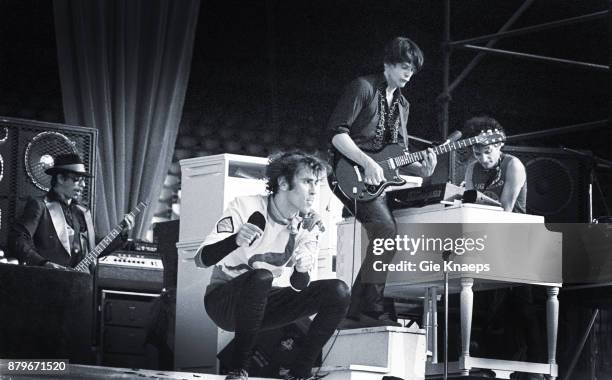 Opening for The Rolling Stones, Peter Wolf, John Geils, Danny Klein, The J Geils Band, performing on stage, Feyenoord Stadion , Rotterdam,...