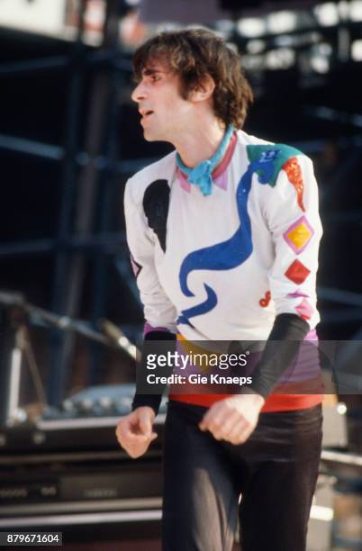 Opening for The Rolling Stones, Peter Wolf, The J Geils Band, performing on stage, Feyenoord Stadion , Rotterdam, Netherlands, 5th June 1982.