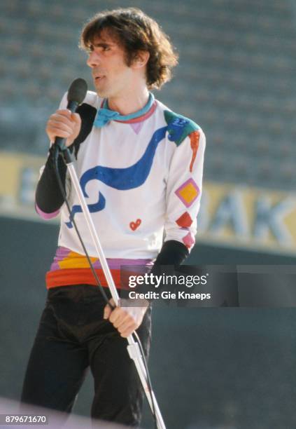 Opening for The Rolling Stones, Peter Wolf, The J Geils Band, performing on stage, Feyenoord Stadion , Rotterdam, Netherlands, 5th June 1982.