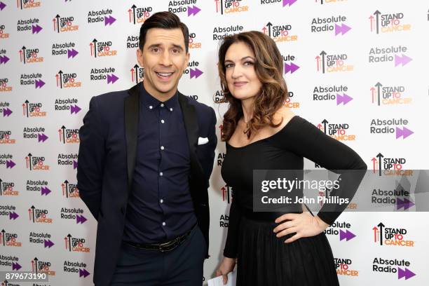 Russell Kane and Emily Dean backstage at Absolute Radio Live in aid of Stand Up To Cancer at London Palladium on November 26, 2017 in London, England.