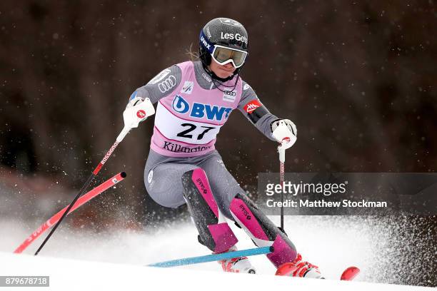 Adeline Baud Mugnier of France competes in the first run during the Slalom competition during the Audi FIS Ski World Cup - Killington Cup on November...