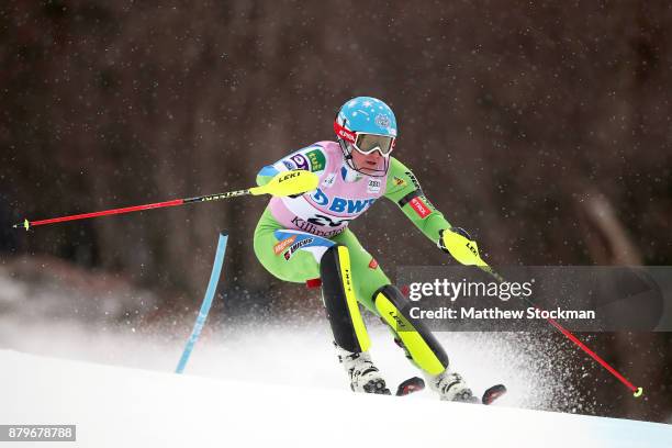 Marusa Ferk of Slovenia competes in the first run during the Slalom competition during the Audi FIS Ski World Cup - Killington Cup on November 26,...