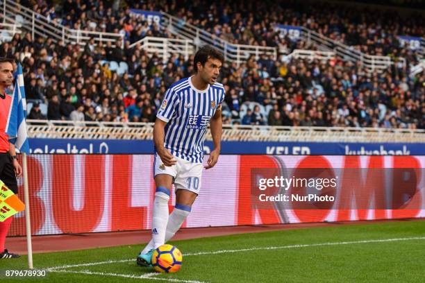 Xabi Prieto of Real Sociedad during the Spanish league football match between Real Sociedad and U D Las Palmas at the Anoeta Stadium on 26 November...