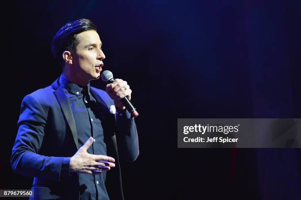 Russell Kane performs at Absolute Radio Live in aid of Stand Up To Cancer at London Palladium on November 26, 2017 in London, England.